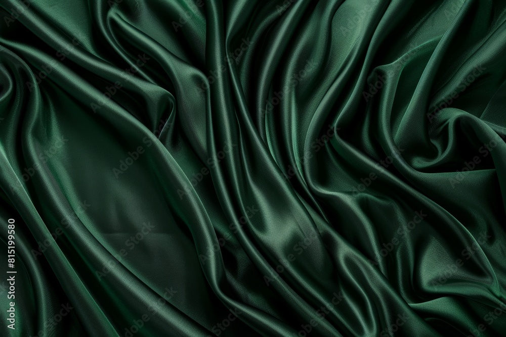 Fototapeta premium Luxurious green silk drapery background with abstract satin texture pattern for elegant decor