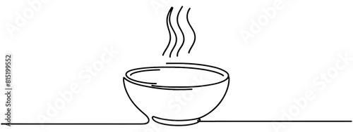 Single one line drawing bowl. Tableware concept. Continuous line draw design graphic vector illustration.