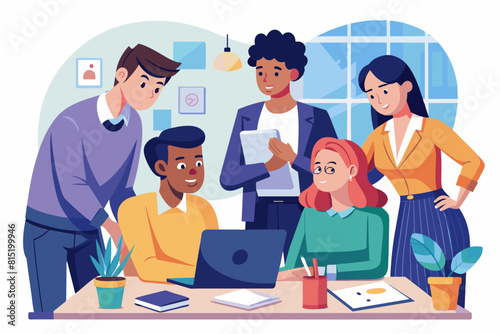 team of coworkers discussing a project
