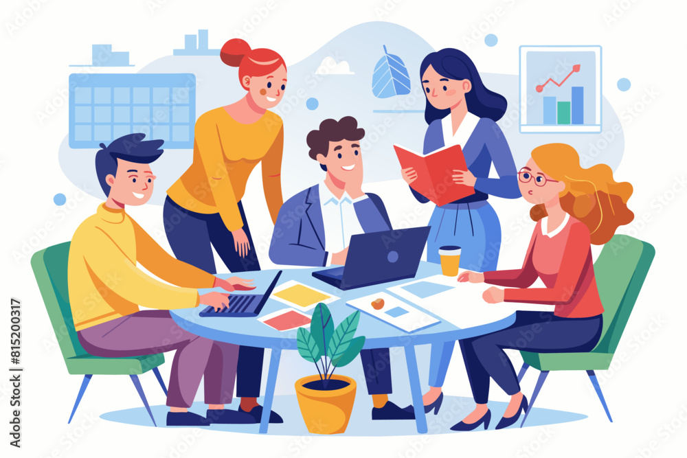 group of characters in a meeting discussing plans group of characters in a meeting discussing plans