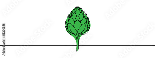 Vector isolated one artichoke flower colorless black and white contour line drawing