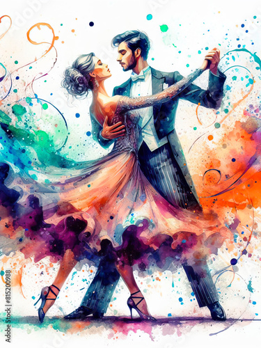 Dancing couple in watercolor