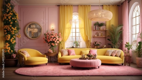 Extravagant and colorful interior in a luxurious style
