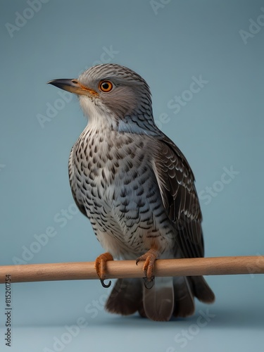 A Cuckoo bird is sitting on a blue background. AI generated image
