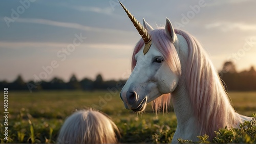 Enchanted White Unicorn with Shimmering Locks photo