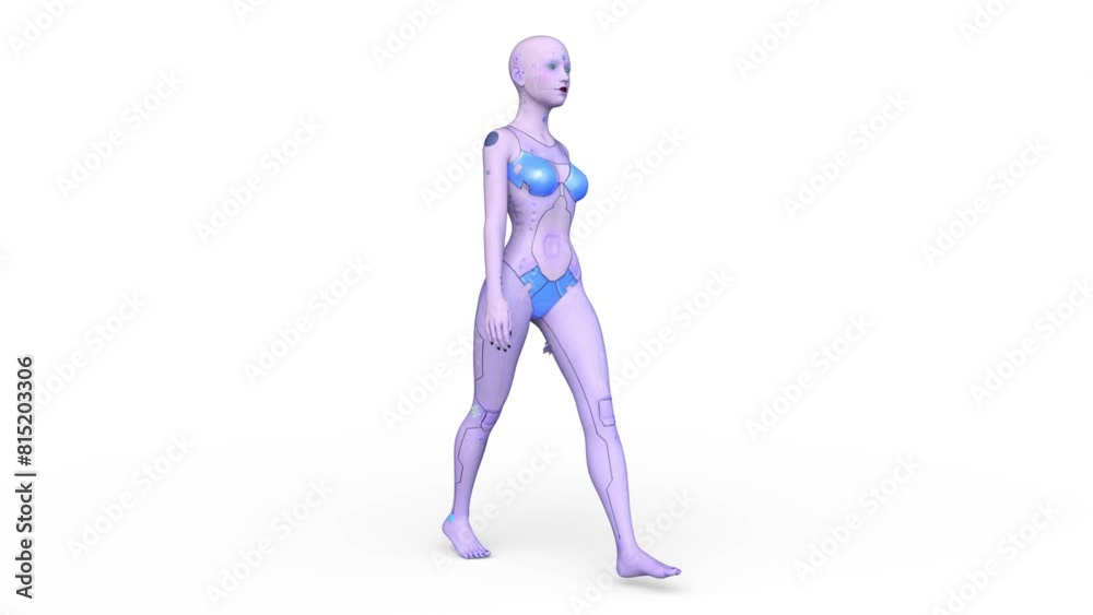 歩く女性サイボーグ 3DCGレンダリング 歩く女性サイボーグ 3DCGレンダリング