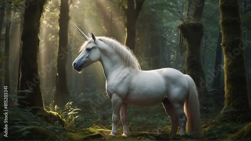 Ethereal Unicorn with Silvery Flowing Mane © Online Jack Oliver