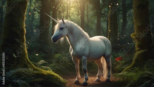 White Unicorn with Graceful Long Hair