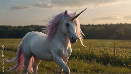 Heavenly White Unicorn with Flowing Hair