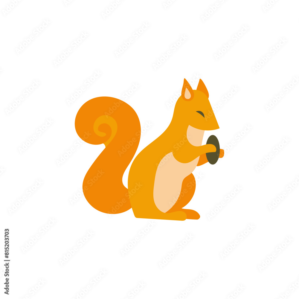 Fototapeta premium Vector cartoon style illustration of squirrel with cone
