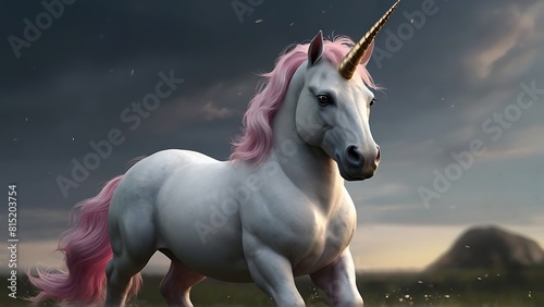 Divine Unicorn with Long  White Tresses