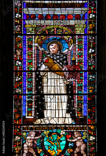 San Tommaso d'Aquino; vetrata della chiesa di Santa Maria Novella a Firenze photo