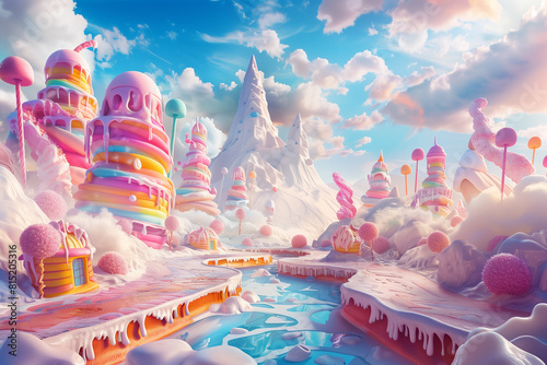 Pink Candy Land With Ice Cream and Ice Cream Cones photo