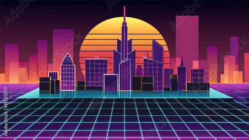 grid pattern overlaying a minimalist cityscape