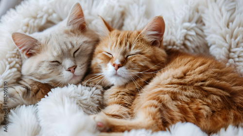 Lovely Cat Couple Sleeping Together