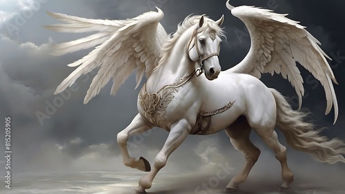 Divine Unicorn with Long  White Tresses