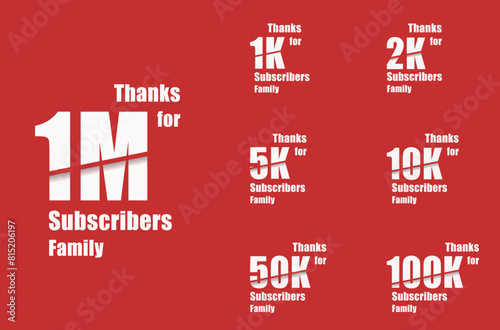 Set of Subscribers Thank You 500k, 10k, 20k, 30k, 40k, 50k, 100k, 1m Followers badge Design With black and golden theme Background