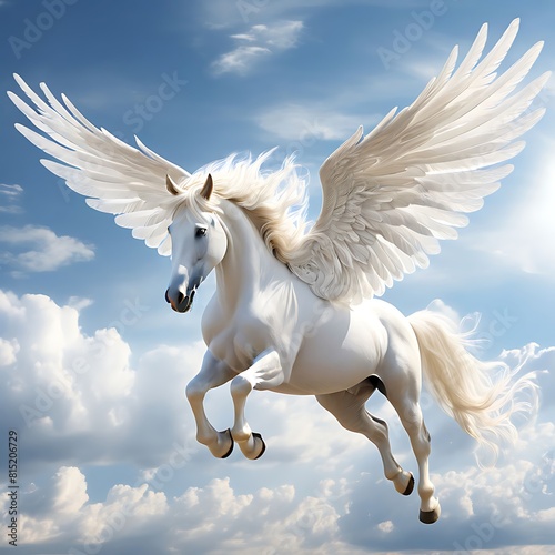Enchanting White Angel Unicorn with Long Hair