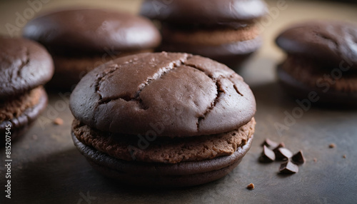delicious chocolate whoopies pie closeup