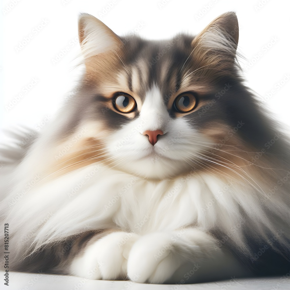 Focused view of cat isolated with white background Focused view of cat isolated with white background