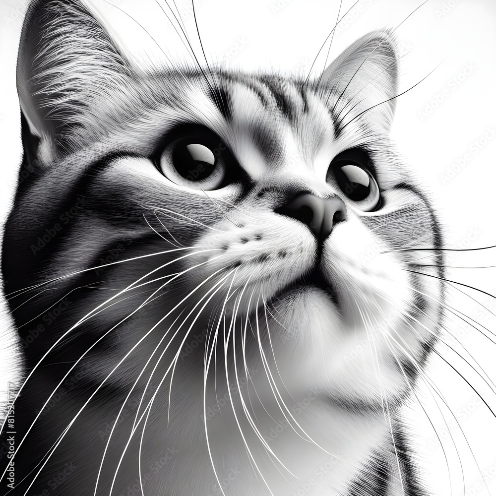 Focused view of cat isolated with white background Focused view of cat isolated with white background