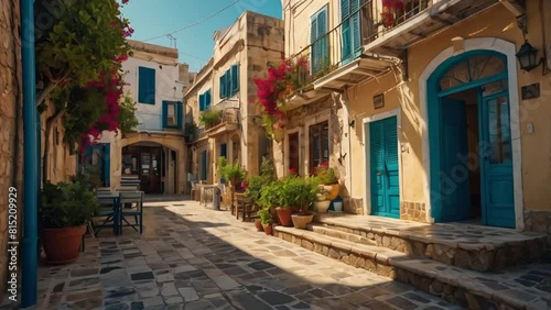 Stunning street City of Rethymno, Crete island Greece photo
