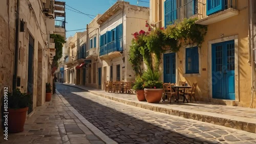 Stunning street City of Rethymno, Crete island Greece photo