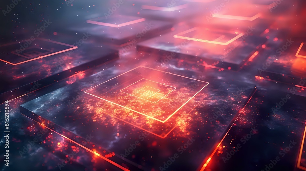 Futuristic Geometric Structure: Translucent Layers and Ethereal Glow Futuristic Geometric Structure: Translucent Layers and Ethereal Glow