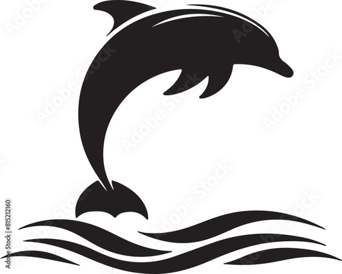 Silhouettes Vector Jumping dolphins isolated on white background