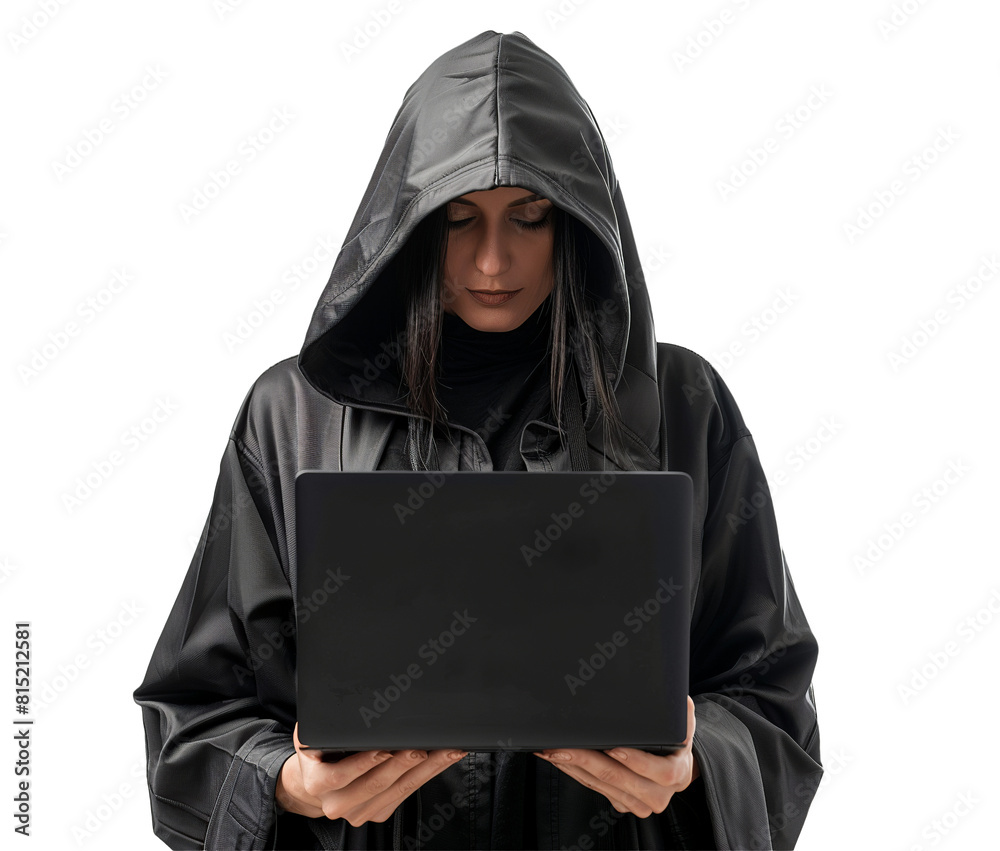Woman hacker isolated on transparent background Woman hacker isolated on transparent background