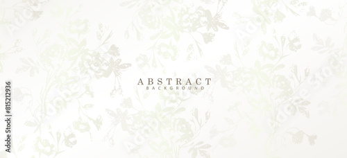 White floral background. Luxury pattern, flowers silhouette decoration. Vector template for brochure cover, invitation template, wedding card, elegant coupon.