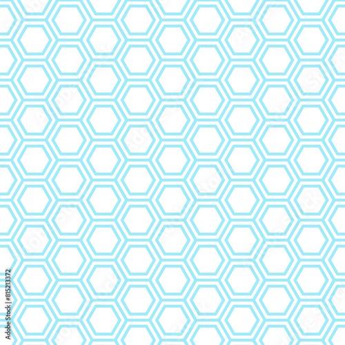 Geometric Hexagonal Graphic Design Print, White, Very soft cyan 