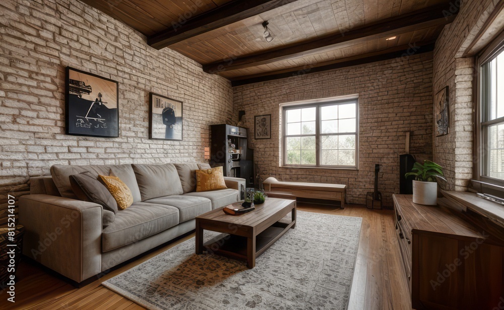 Fototapeta premium Exposed Brick Loft with Vintage Accents