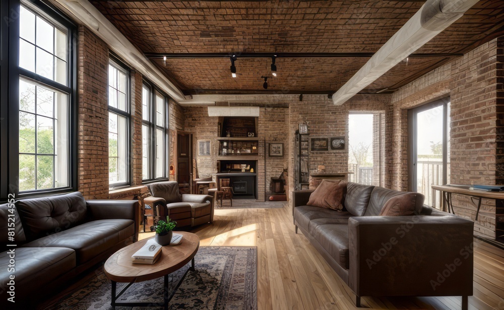 Fototapeta premium Exposed Brick Loft with Vintage Accents