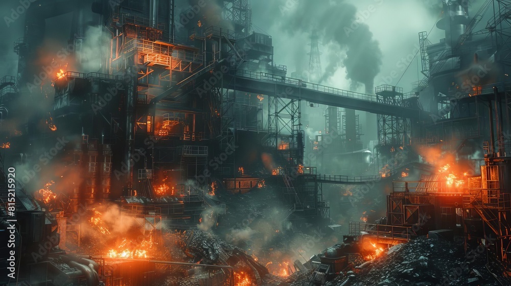 Depict a critical moment in a factory where metallurgy workers implement new safety technologies to improve construction processes Depict a critical moment in a factory where metallurgy workers implement new safety technologies to improve construction processes