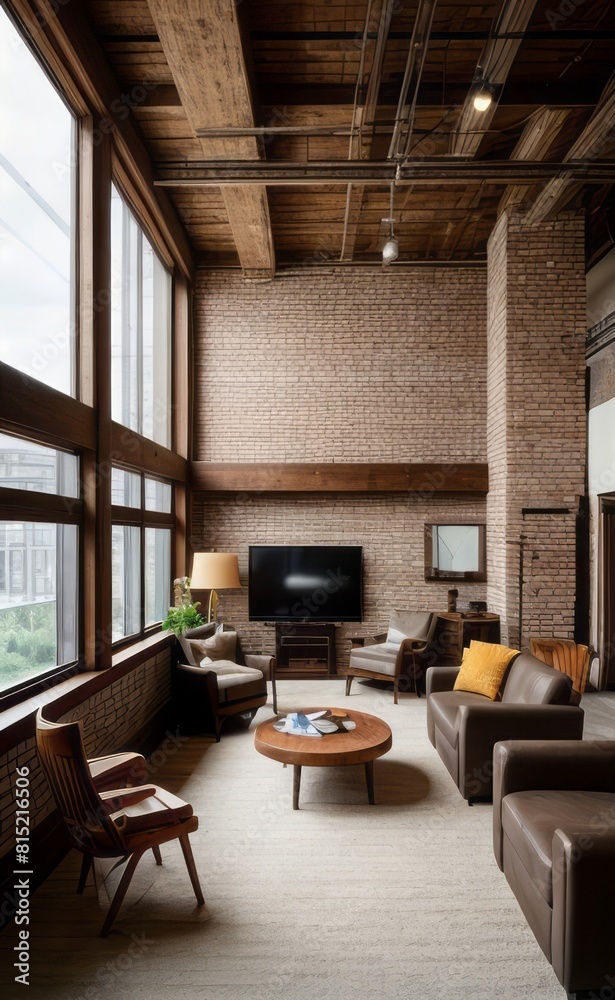 Fototapeta premium Exposed Brick Loft with Vintage Accents