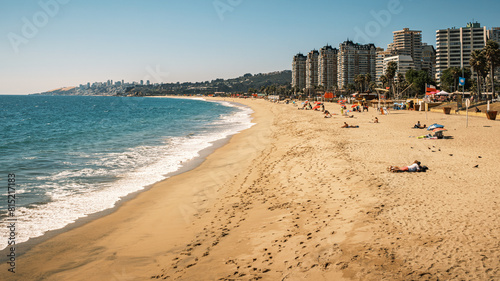 Beaches in Vina del Mar, Chile. Vina del Mar is home to some of Chile's best beaches. Easily accessible from the capital, Santiago, they are popular destinations for getaways and summer vacations.