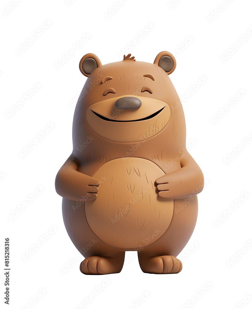 Chibi Animal Cartoon Character: 3D Rendered Illustration of a Happy and Cute Grizzly Bear, Isolated on Transparent Background, PNG Chibi Animal Cartoon Character: 3D Rendered Illustration of a Happy and Cute Grizzly Bear, Isolated on Transparent Background, PNG