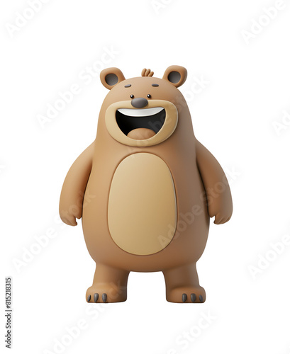 Happy and Cute Grizzly Bear  Chibi Animal Illustration in 3D Rendered Cartoon Character Style  Isolated on Transparent Background  PNG