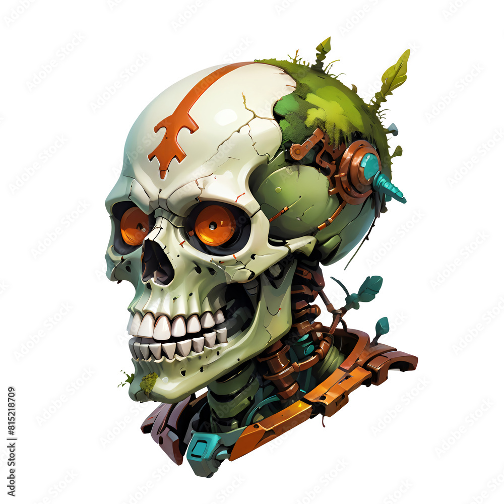 skull cyborg mossy and rusty skull cyborg mossy and rusty