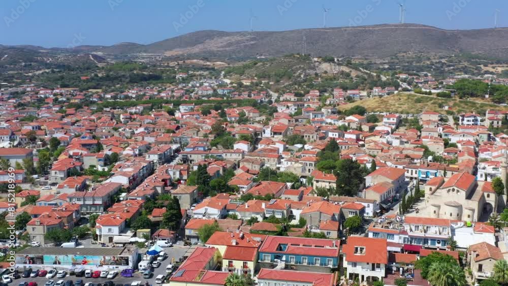 Aerial view of Turkey's tourist town Alacati Aerial view of Turkey's tourist town Alacati