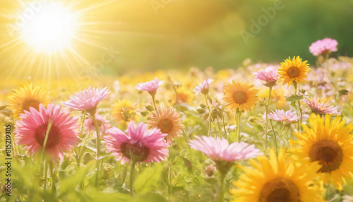summer sunflower field sun rays