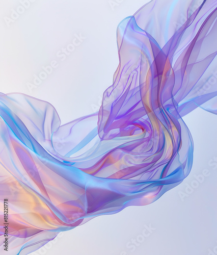 Colorful transparent fabric flying in the air