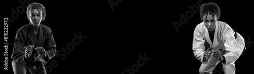 Foto Black and white banner with copy space