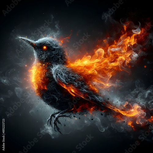 Fénix o pájaro de fuego y ceniza photo