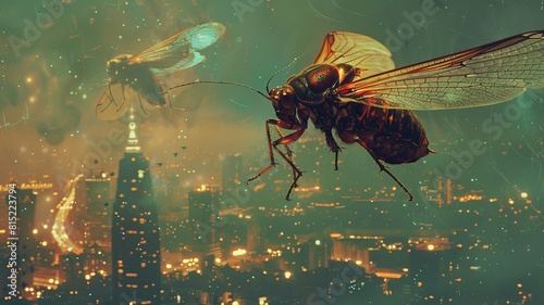 cicada infestation of a city photo