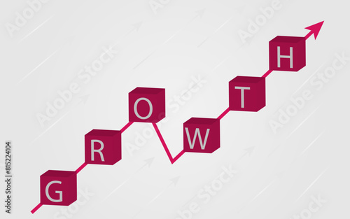 Growth concept in cube shape and upward arrow image background