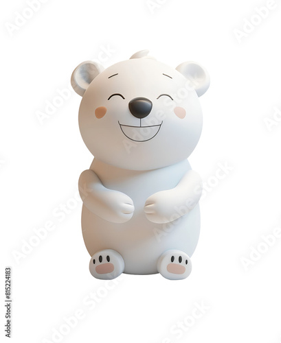 3D Render of a Happy and Cute Polar Bear  A Chibi Cartoon Character Animal Illustration  Isolated on Transparent Background  PNG