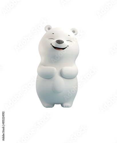 Chibi Cartoon Character of a Happy and Cute Polar Bear in 3D Render  An Animal Illustration  Isolated on Transparent Background  PNG