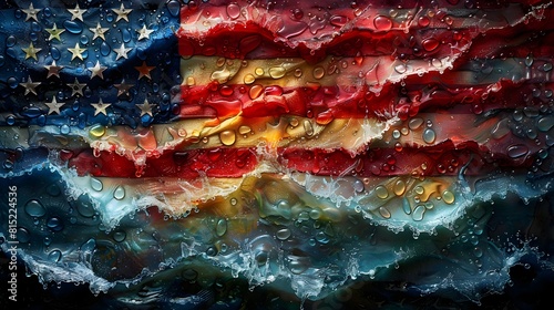 Undulating American Pride A Flag Sculpted from the Fluid Dynamics of Refractive Water Waves photo